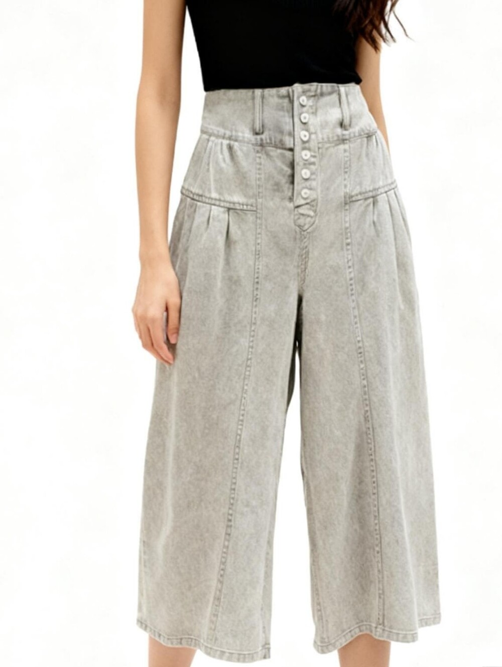 How Very Loved Super-Wide-Leg Crop Jeans Size S